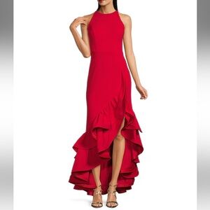 Betsy & Adam Vibrant Red High Low Dress
